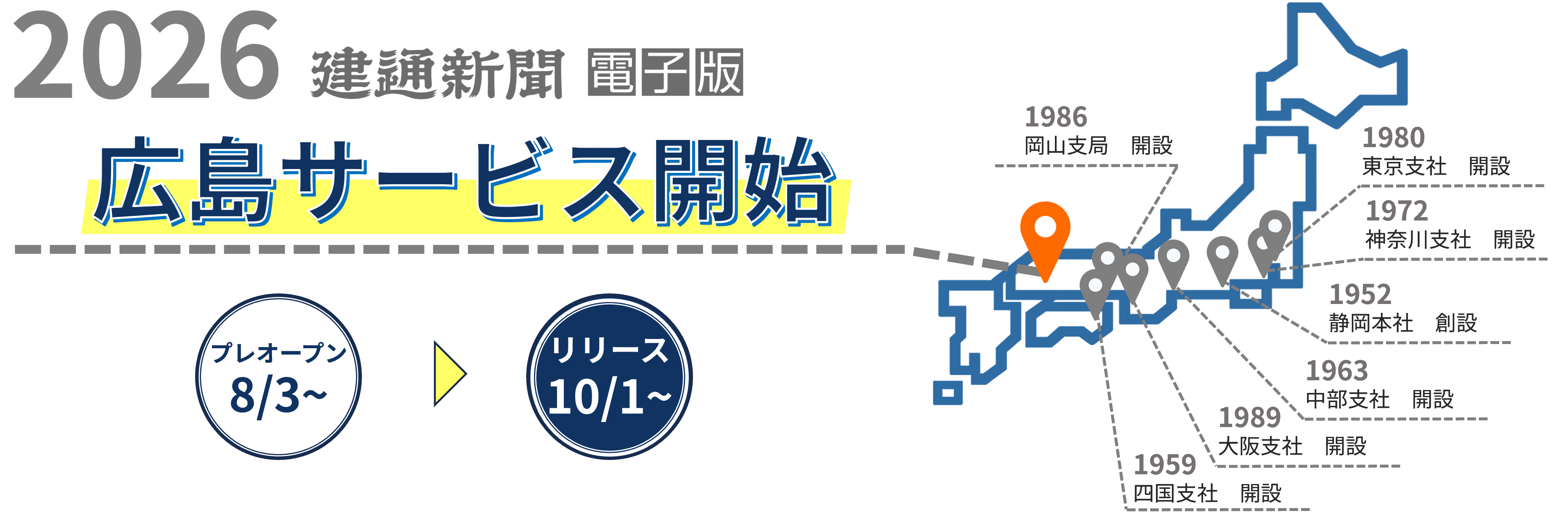 2026建通新聞電子版広島サービス開始プレオープン8/3~創刊10/1~